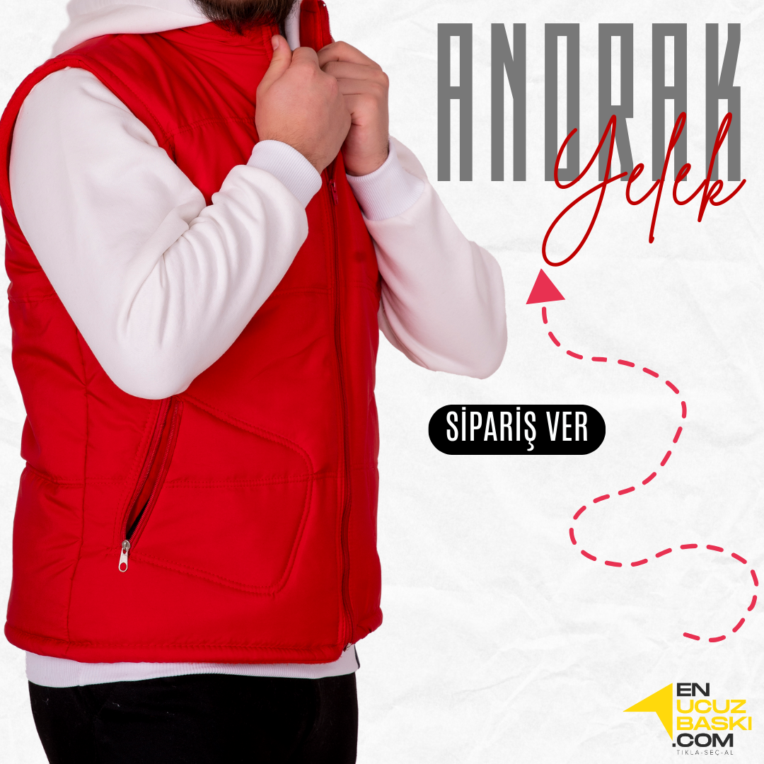 Basic  Anorak Yelek 3 Cepli Kırmızı