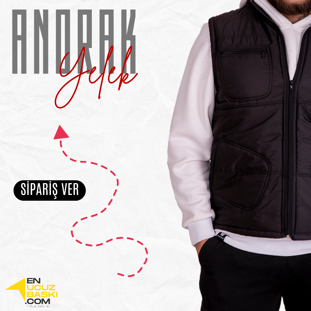 Basic  Anorak Yelek 3 Cepli Siyah