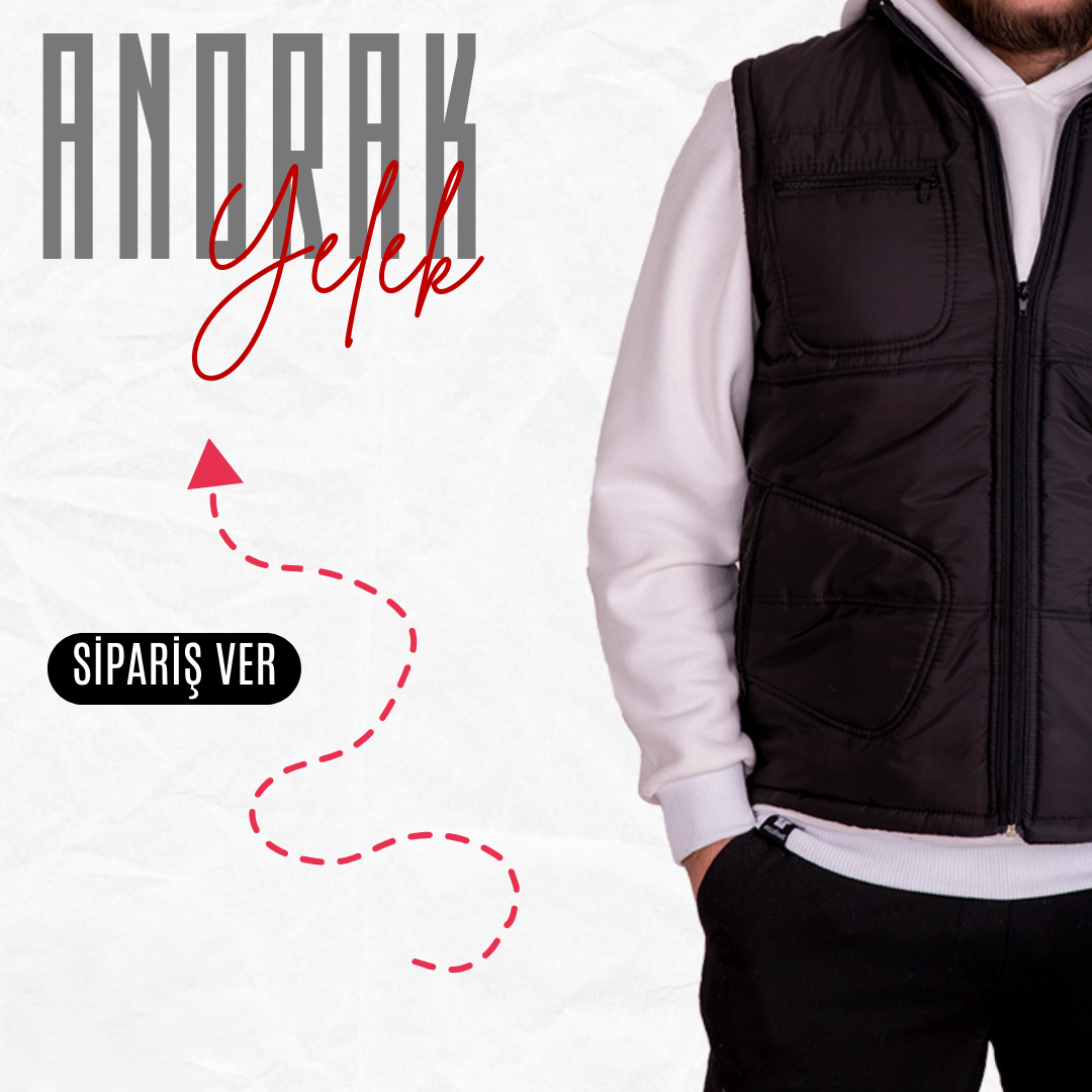Basic  Anorak Yelek 3 Cepli Siyah