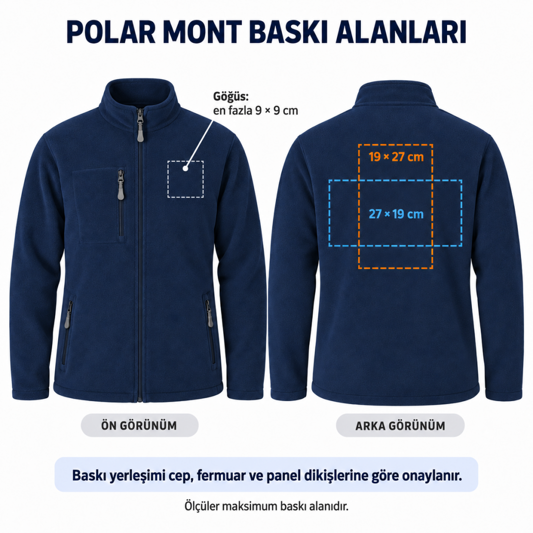 Baskılı Basic Polar Mont 3 Cepli Lacivert