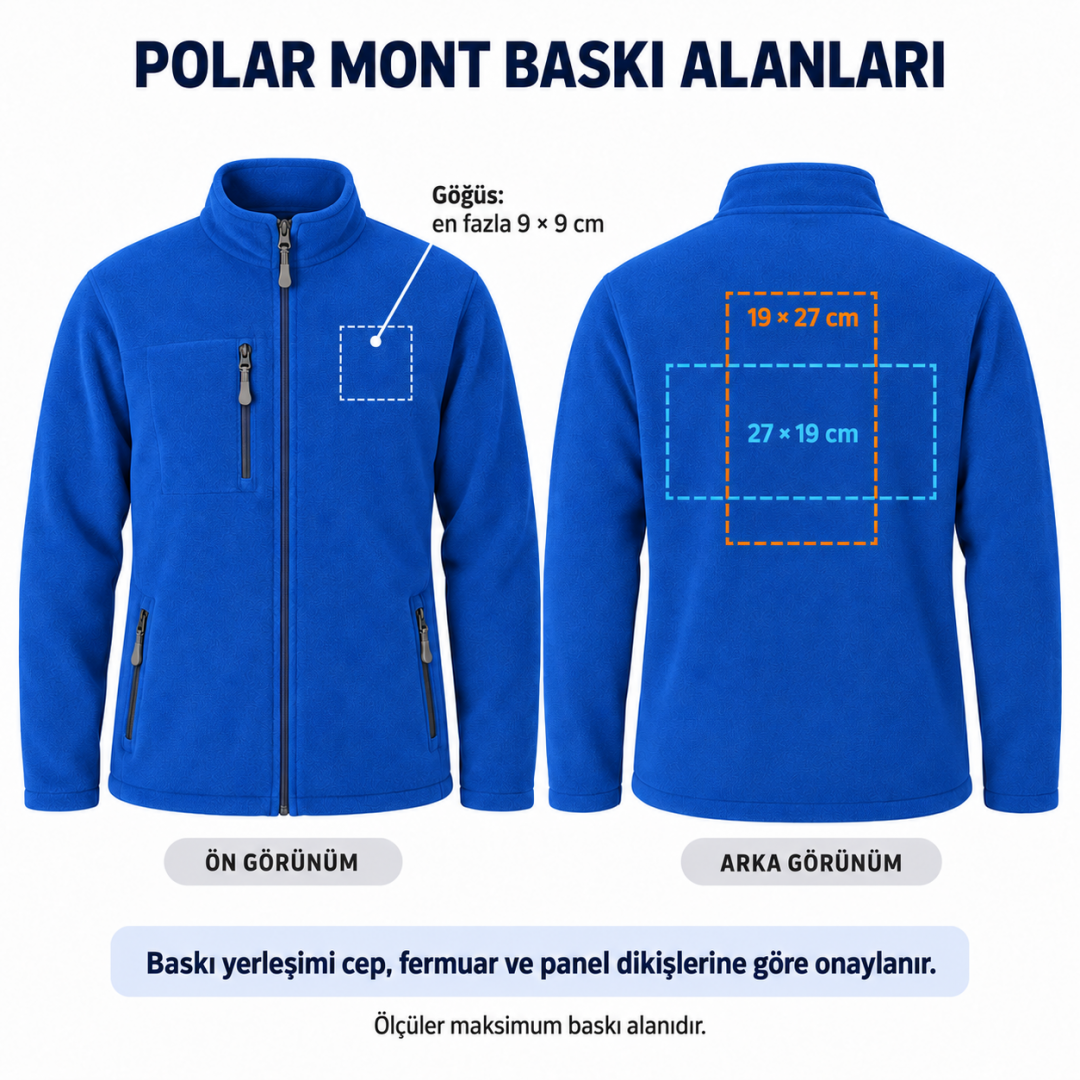 Baskılı Basic Polar Mont 3 Cepli Saks Mavi Baskılı Basic Polar Mont 3 Cepli Saks Mavi