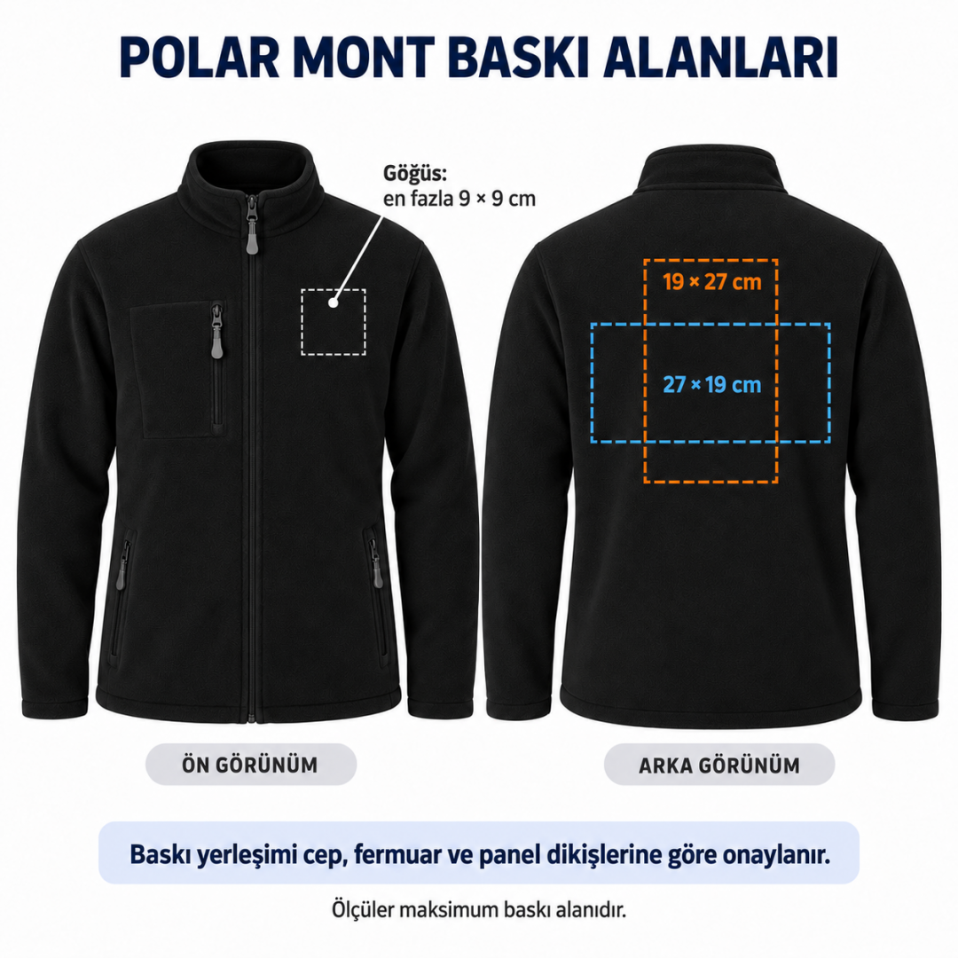 Baskılı Basic Polar Mont 3 Cepli Siyah Baskılı Basic Polar Mont 3 Cepli Siyah