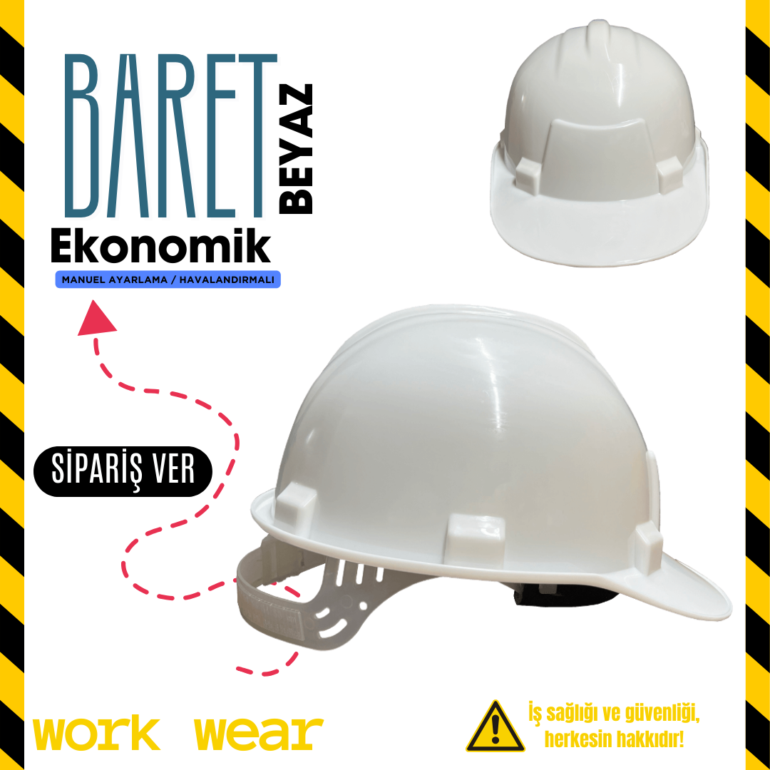 Baskılı İşçi Baret Beyaz - İş Kıyafeti