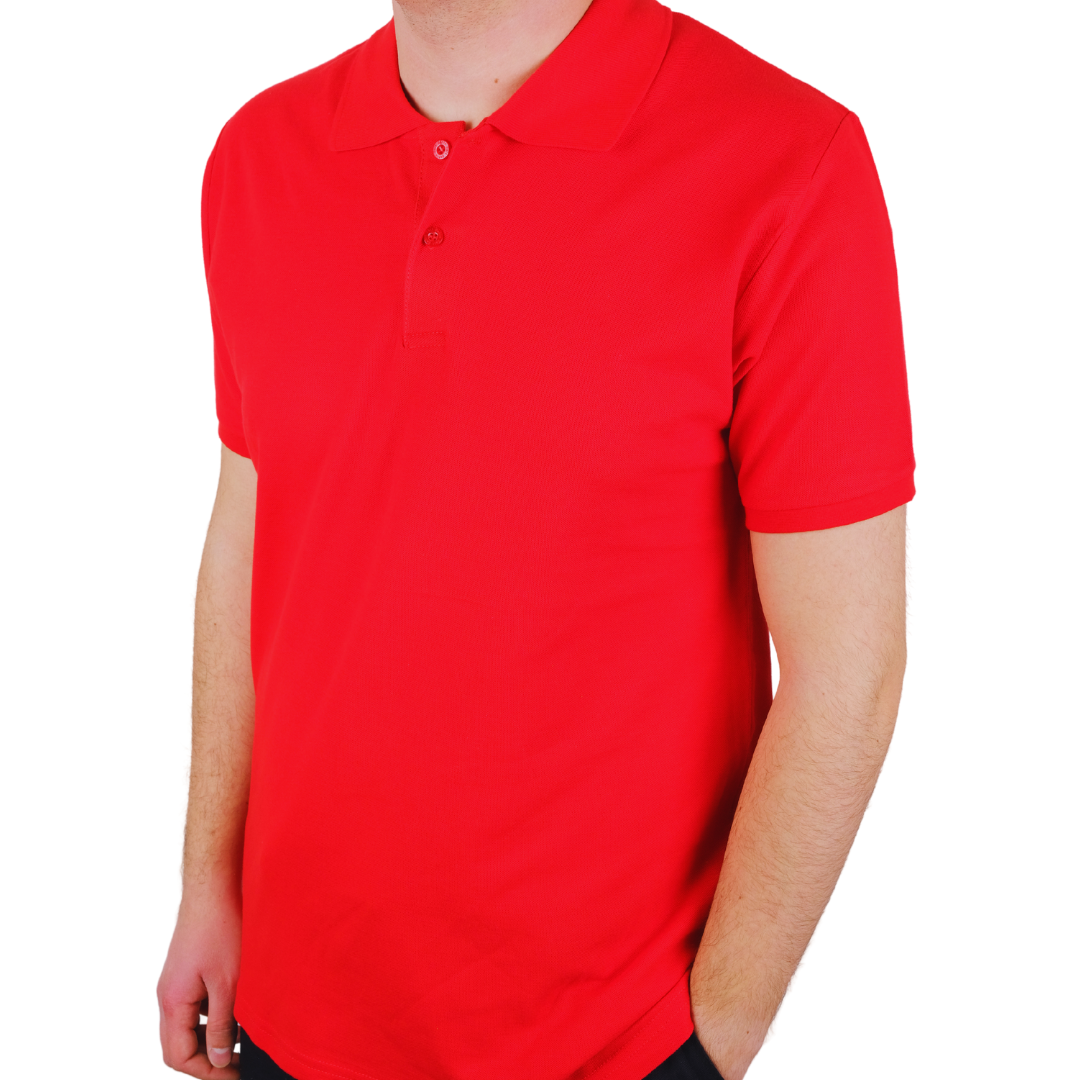 Baskılı Polo Yaka Premium Tişört Kırmızı - TOPTAN (10 Adet)