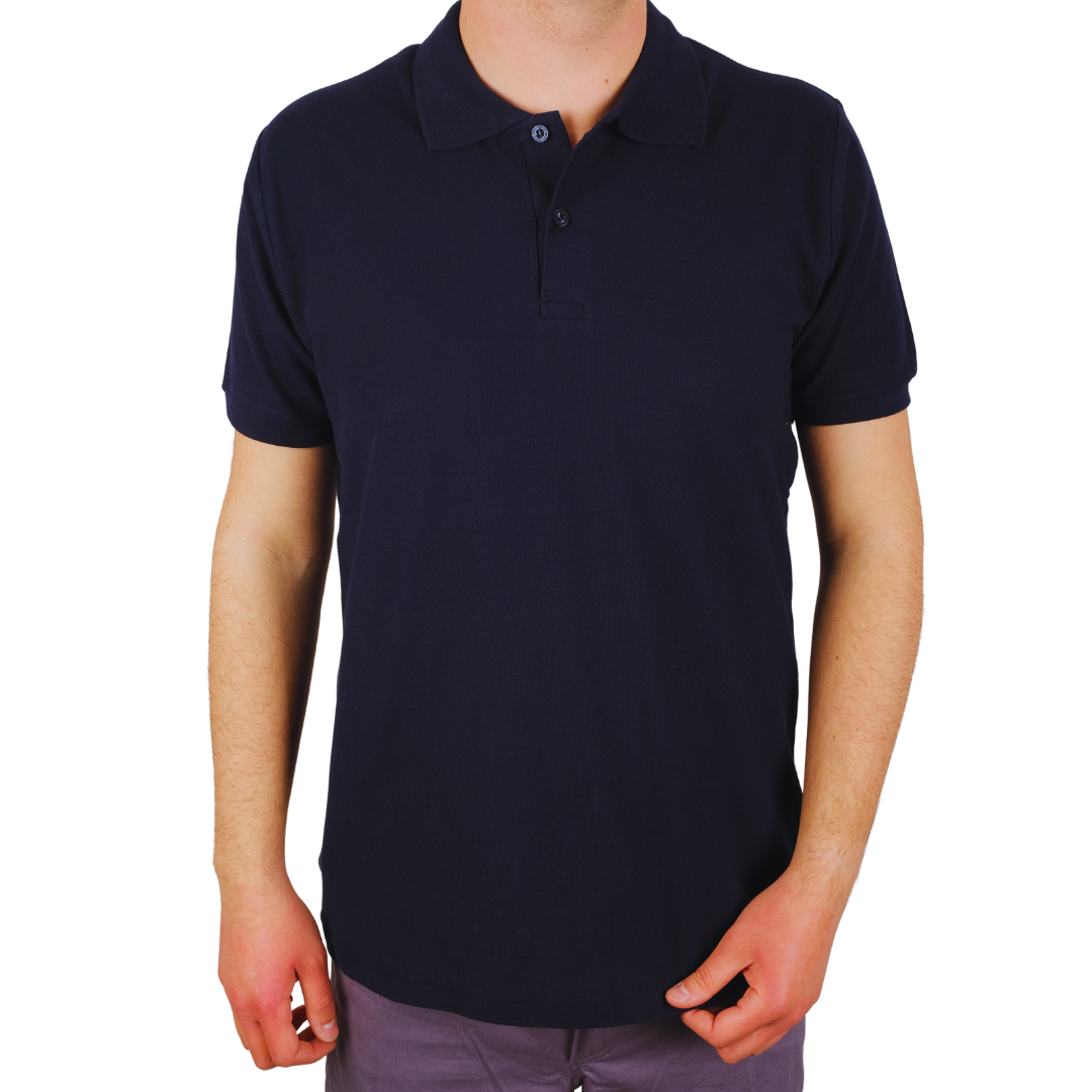 Baskılı Polo Yaka Premium Tişört Lacivert - TOPTAN (10 Adet)