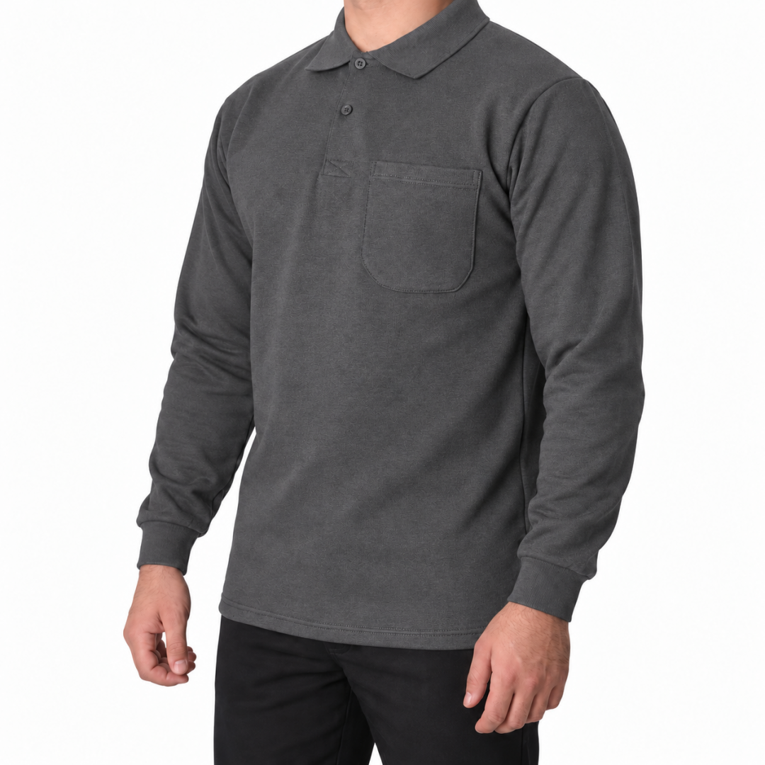 Baskılı Polo Yaka Sweat Füme