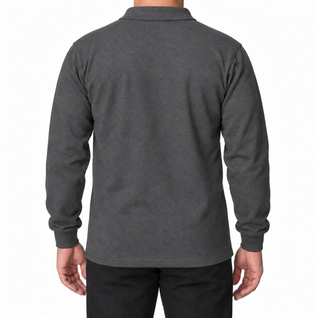 Baskılı Polo Yaka Sweat Füme