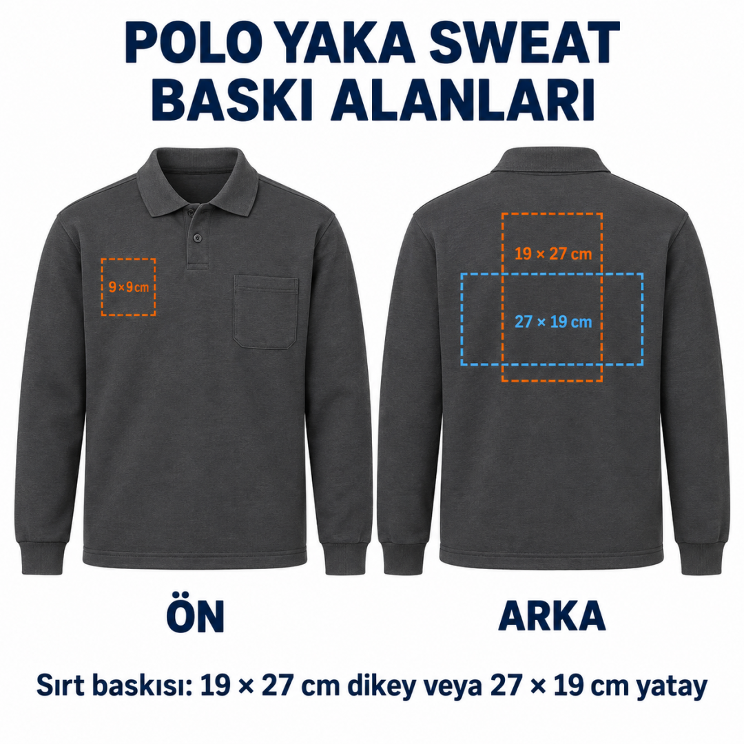 Baskılı Polo Yaka Sweat Füme