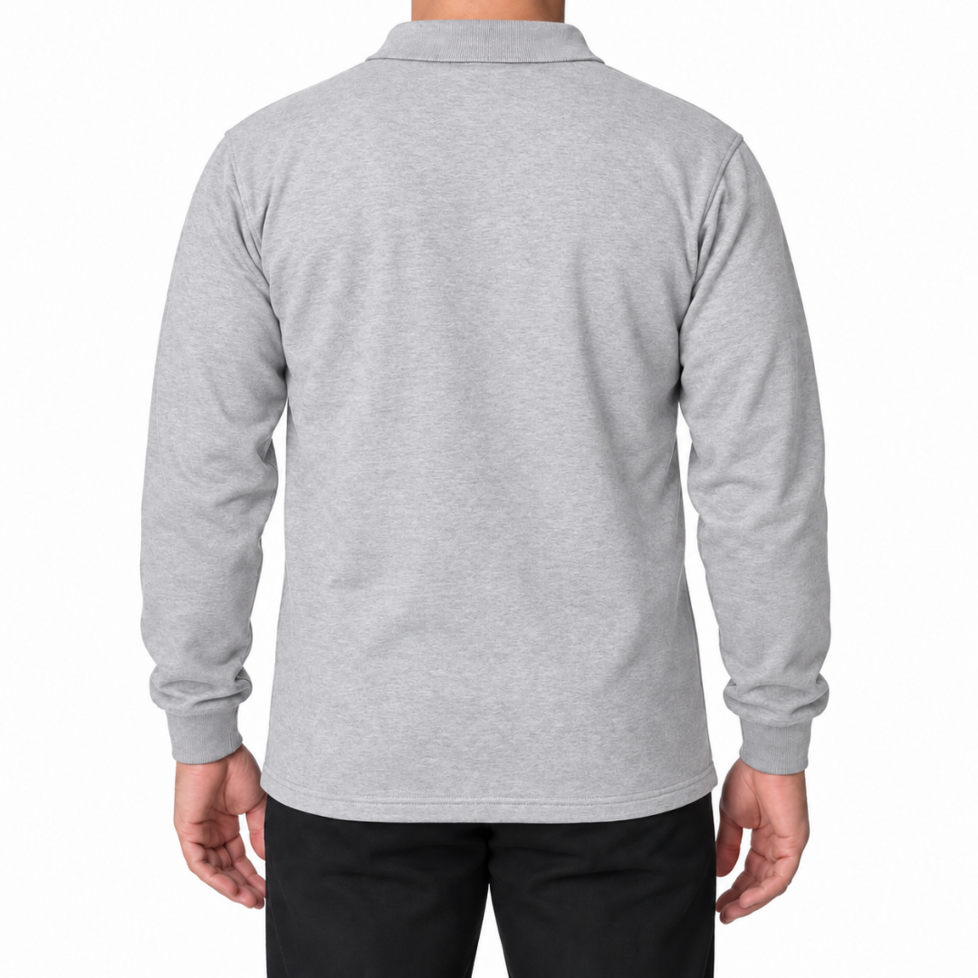 Baskılı Polo Yaka Sweat Gri