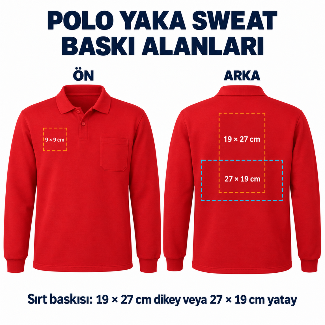 Baskılı Polo Yaka Sweat Kırmızı Baskılı Polo Yaka Sweat Kırmızı