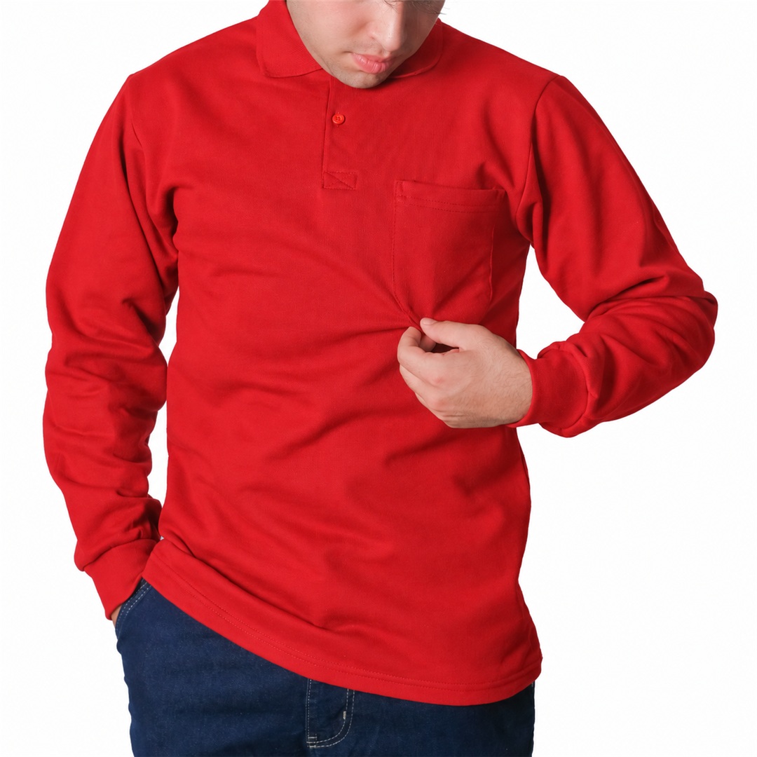 Baskılı Polo Yaka Sweat Kırmızı