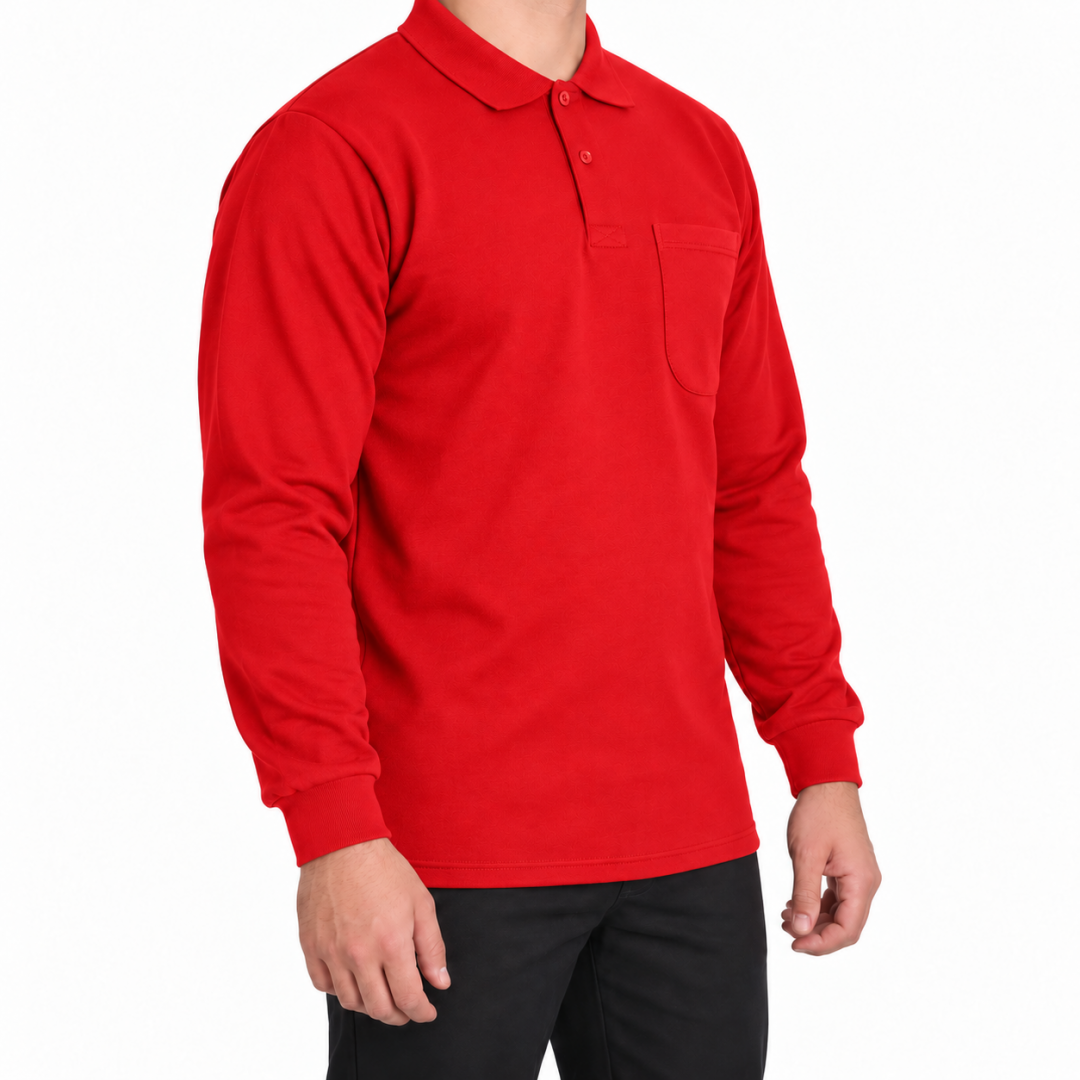 Baskılı Polo Yaka Sweat Kırmızı