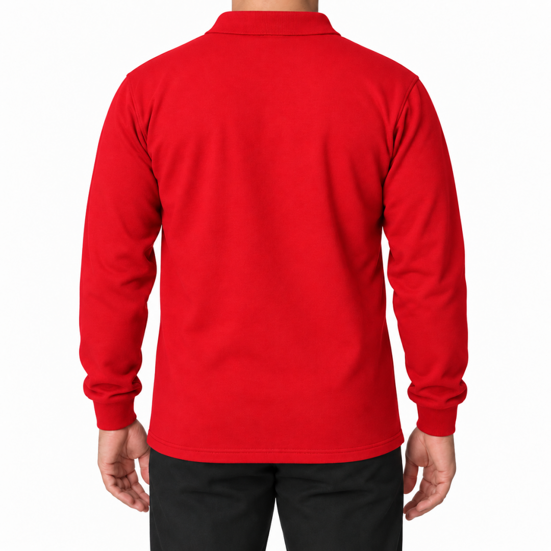 Baskılı Polo Yaka Sweat Kırmızı