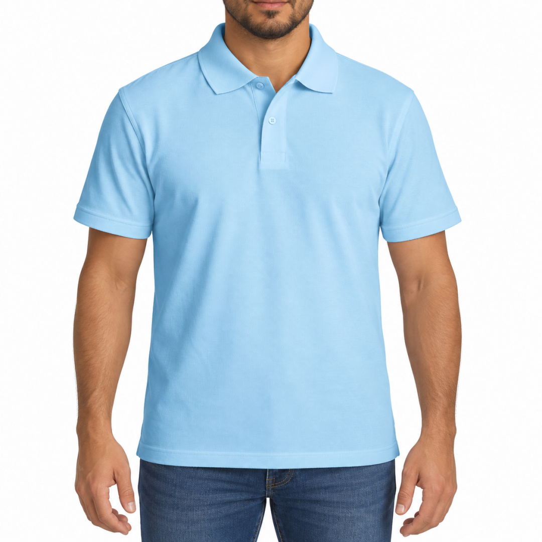 Baskılı Polo Yaka Tişört Basic Bebe Mavisi Baskılı Polo Yaka Tişört Basic Bebe Mavisi