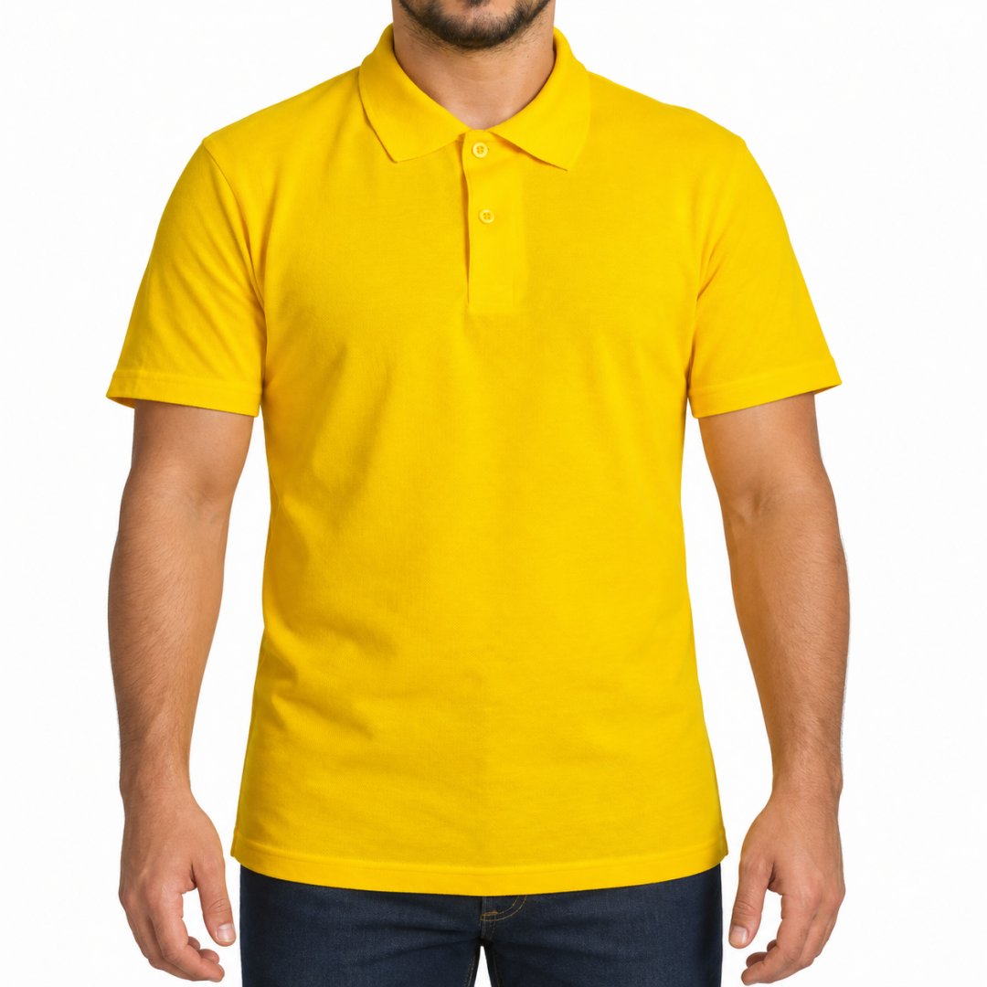 Baskılı Polo Yaka Tişört Basic Sarı
