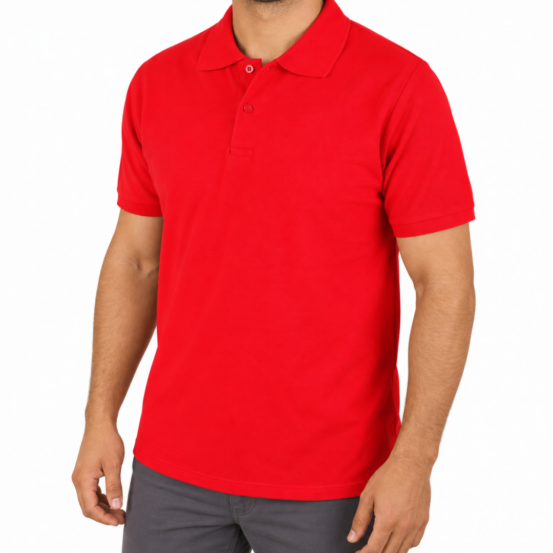Baskılı Polo Yaka Tişört Premium Kırmızı