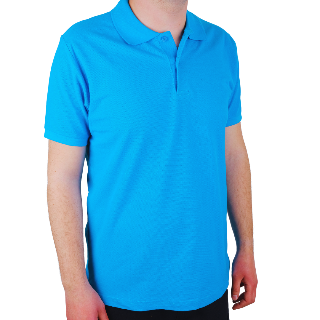 Baskılı Polo Yaka Tişört Premium Turkuaz