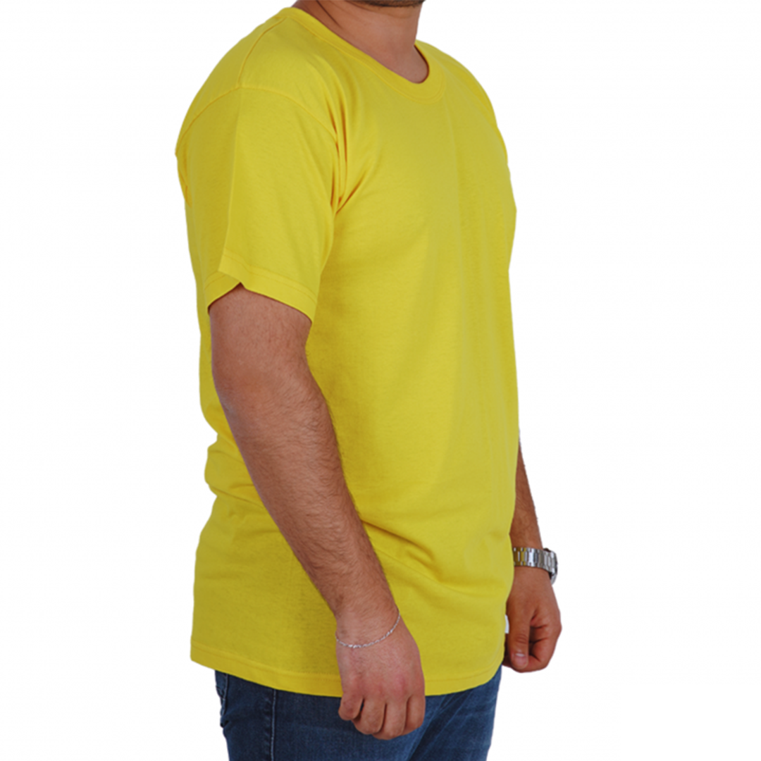 Baskılı Sıfır Yaka Basic Tişört Sarı