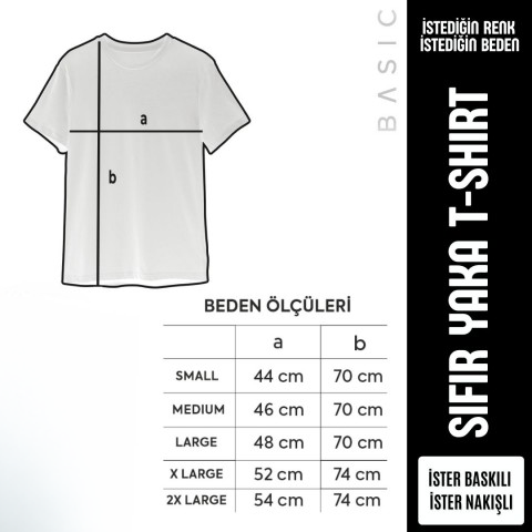 Baskılı Sıfır Yaka Basic Tişört Siyah