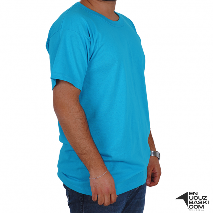 Baskılı Sıfır Yaka Basic Tişört Turkuaz - TOPTAN (10 Adet) Baskılı Sıfır Yaka Basic Tişört Turkuaz - TOPTAN (10 Adet)