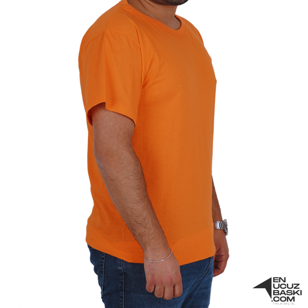 Baskılı Sıfır Yaka Basic Tişört Turuncu Baskılı Sıfır Yaka Basic Tişört Turuncu