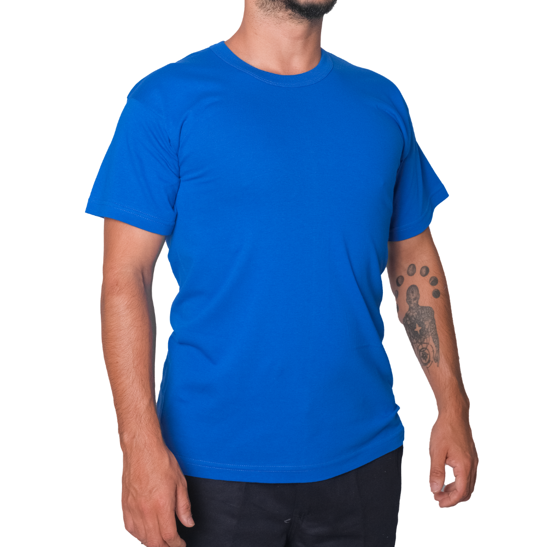 Baskılı Sıfır Yaka Company Tişört Saks Mavi - TOPTAN (10 Adet) Baskılı Sıfır Yaka Company Tişört Saks Mavi - TOPTAN (10 Adet)