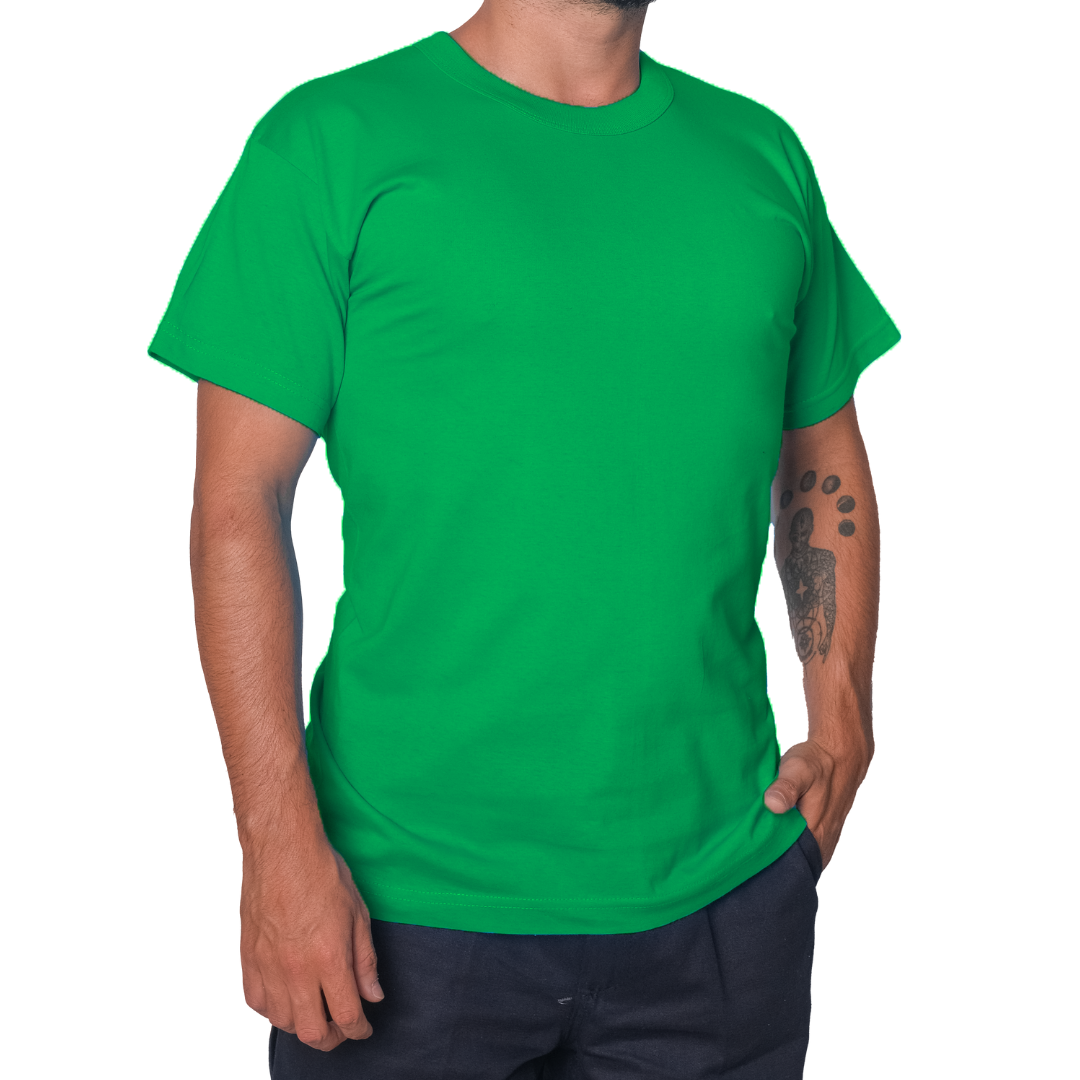 Baskılı Sıfır Yaka Company Tişört Yeşil - TOPTAN (10 Adet)