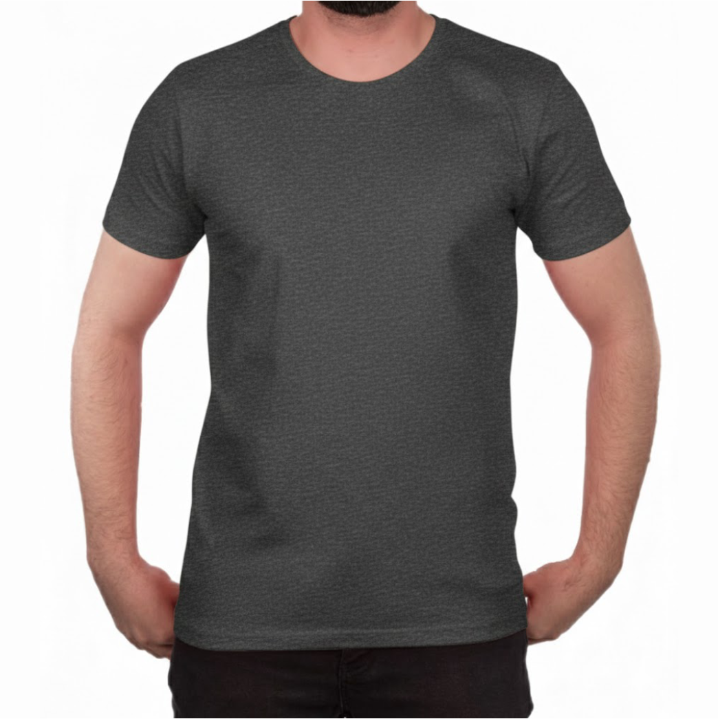 Baskılı Sıfır Yaka Premium Tişört Antrasit