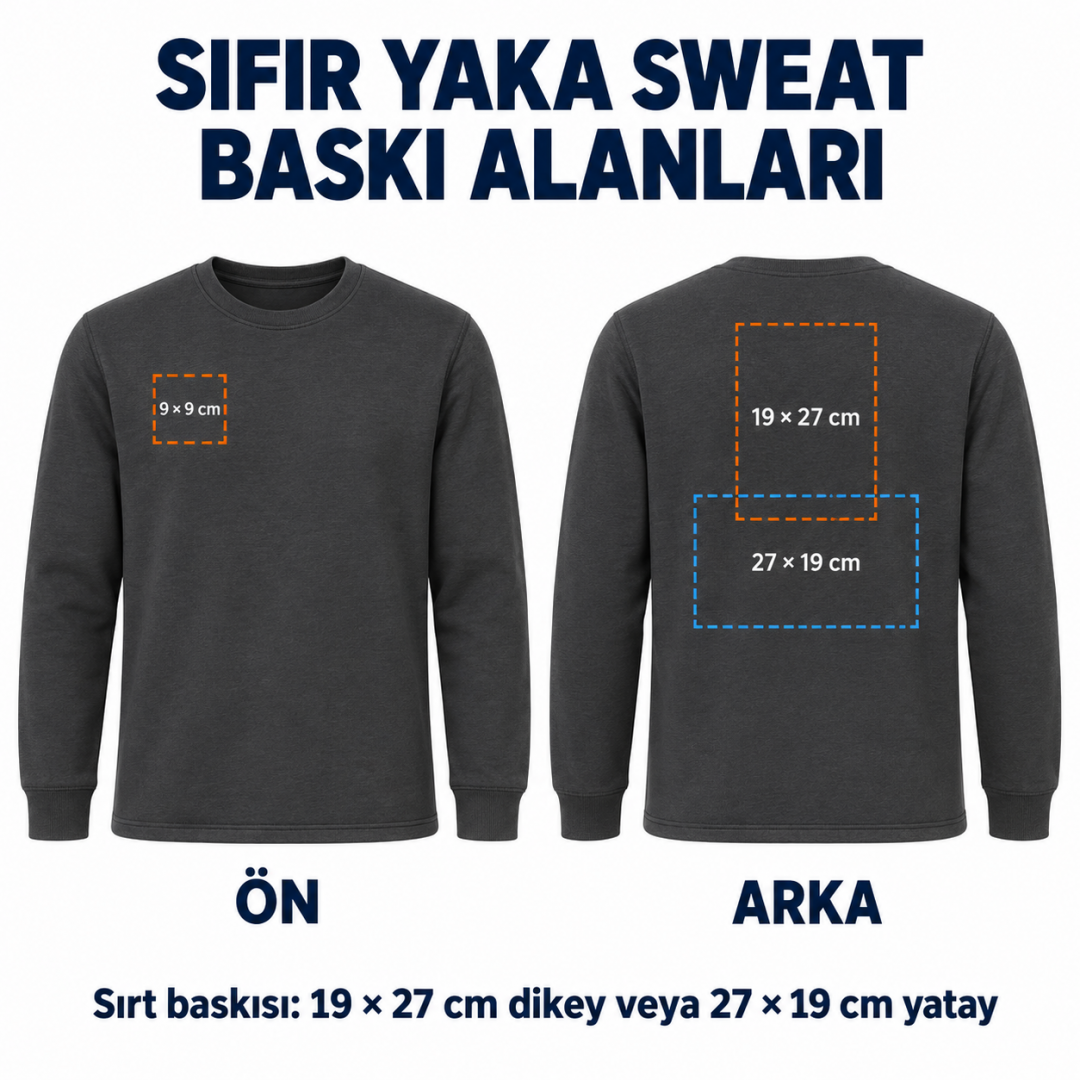 Baskılı Sıfır Yaka Sweat Füme Baskılı Sıfır Yaka Sweat Füme