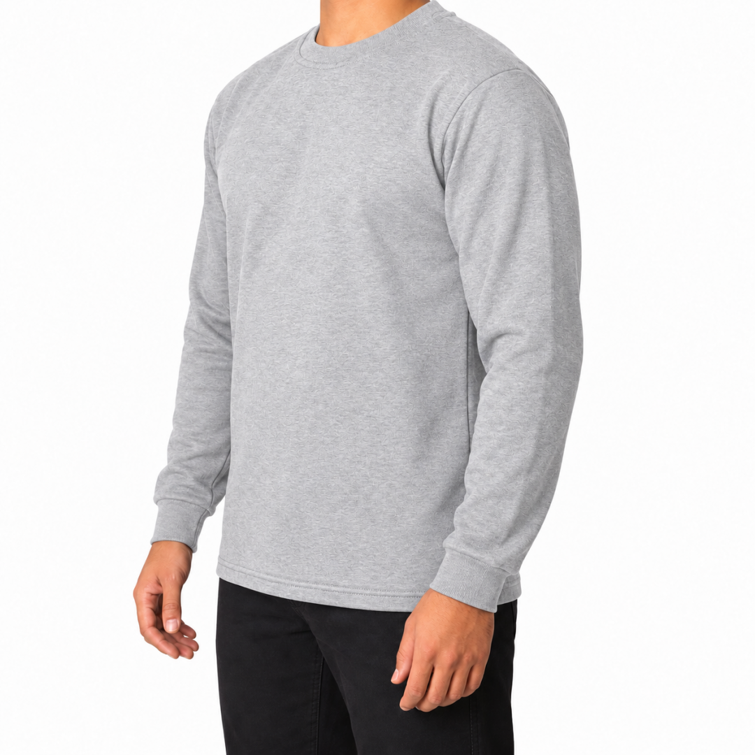 Baskılı Sıfır Yaka Sweat Gri