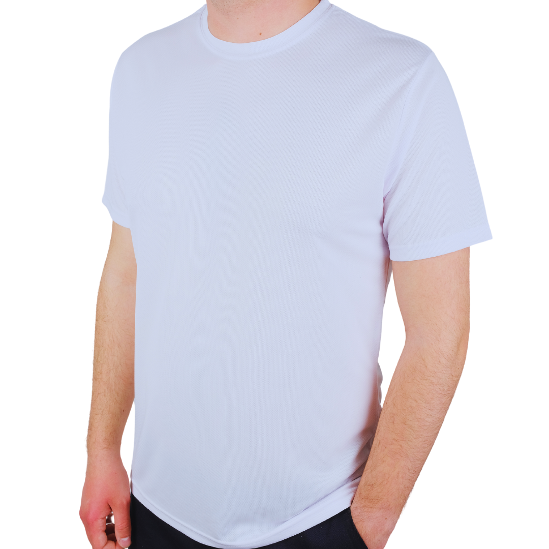 Baskılı Sıfır Yaka T-shirt Beyaz - Dry Touch