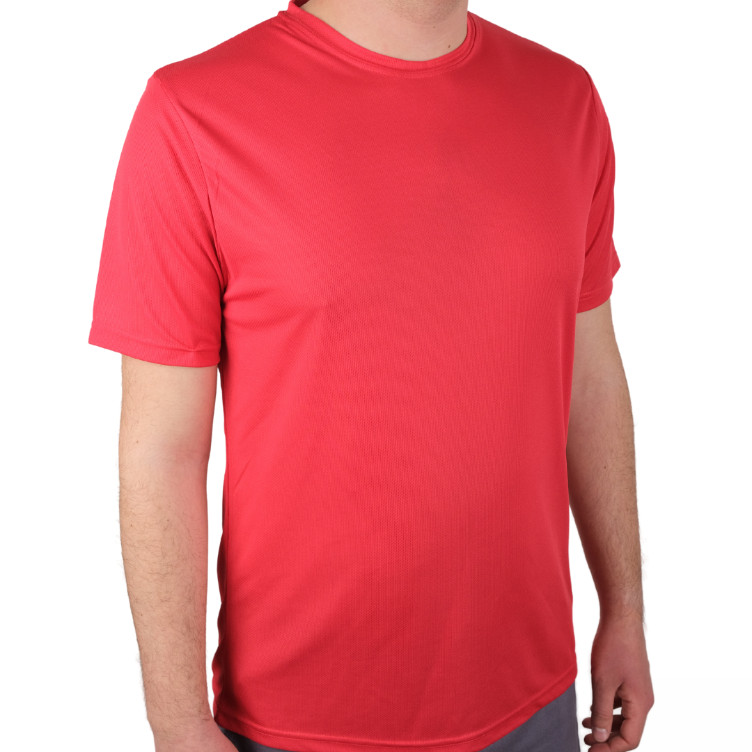 Baskılı Sıfır Yaka T-shirt Kırmızı - Dry Touch