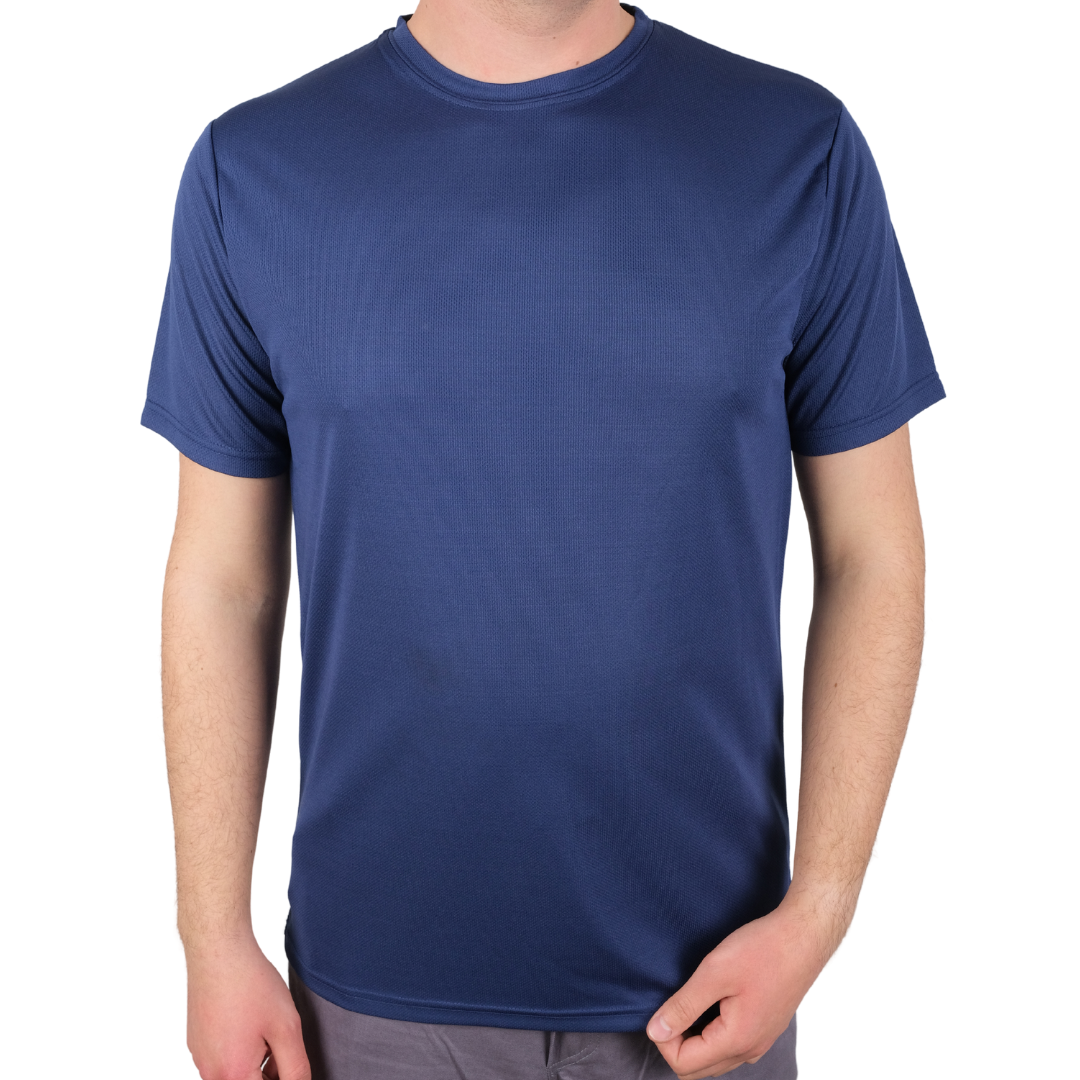 Baskılı Sıfır Yaka T-shirt Lacivert - Dry Touch