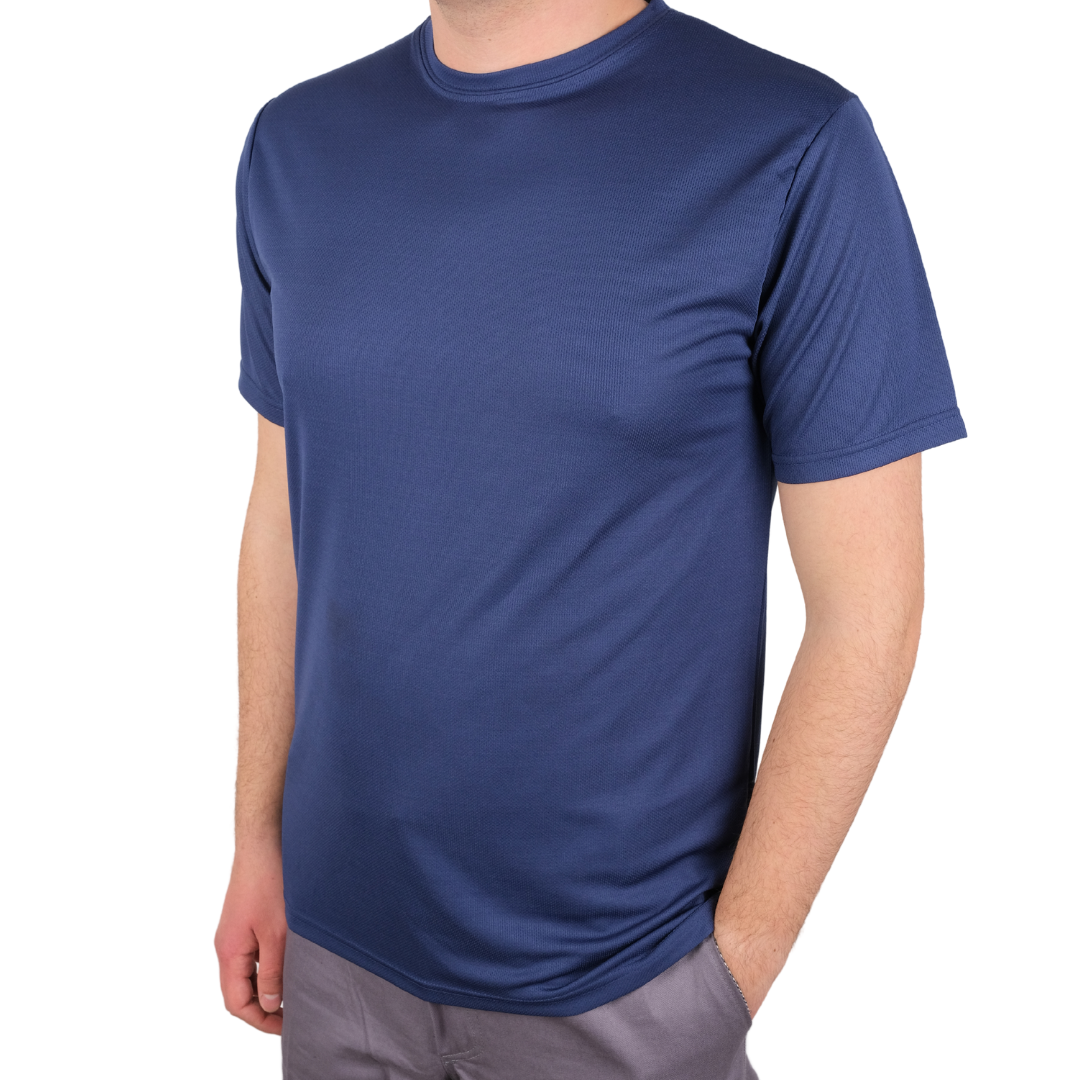 Baskılı Sıfır Yaka T-shirt Lacivert - Dry Touch