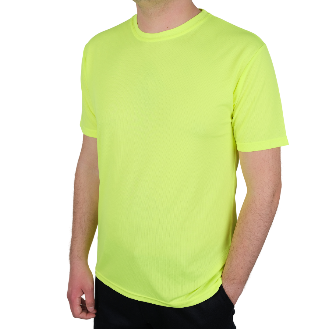 Baskılı Sıfır Yaka T-shirt Sarı - Dry Touch