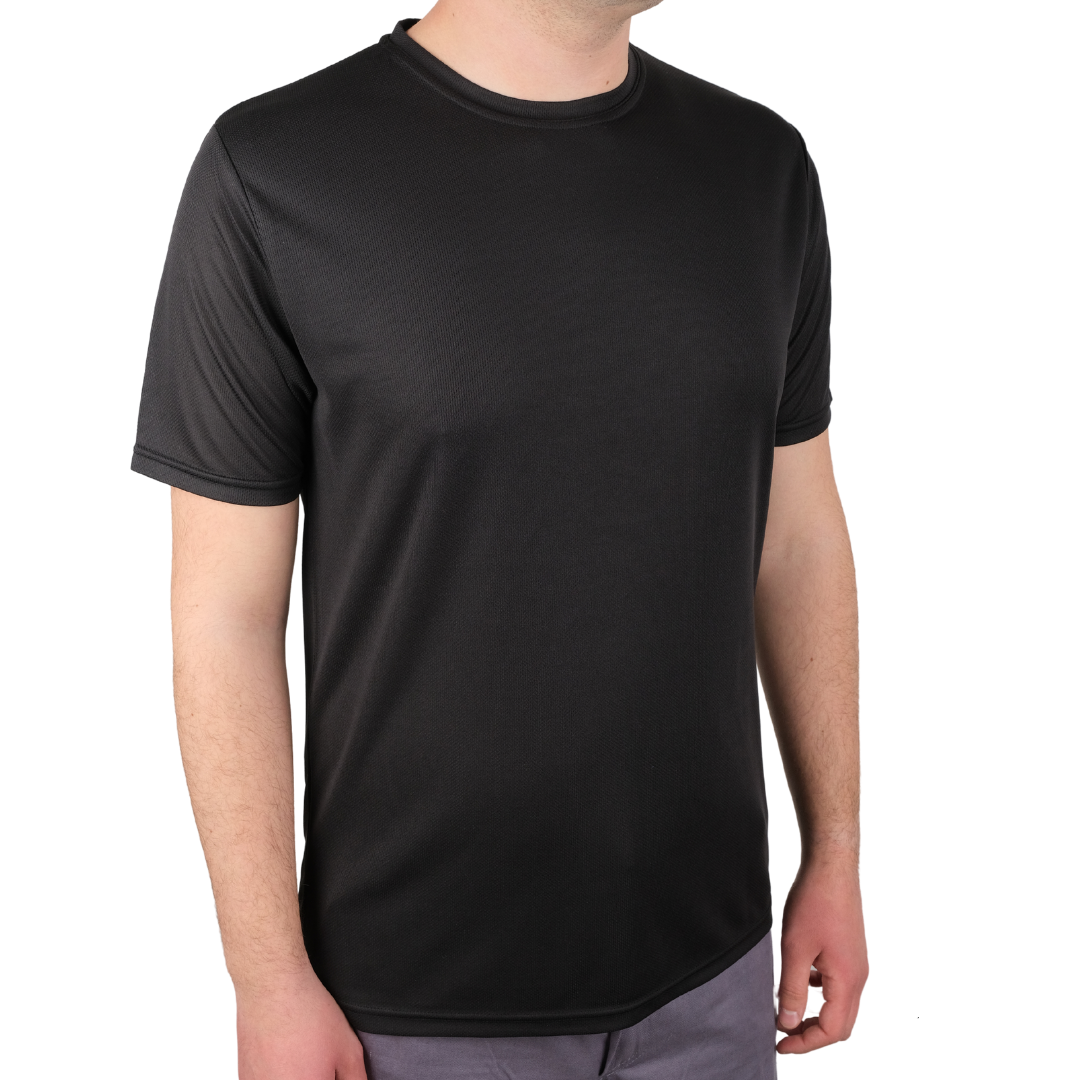 Baskılı Sıfır Yaka T-shirt Siyah - Dry Touch