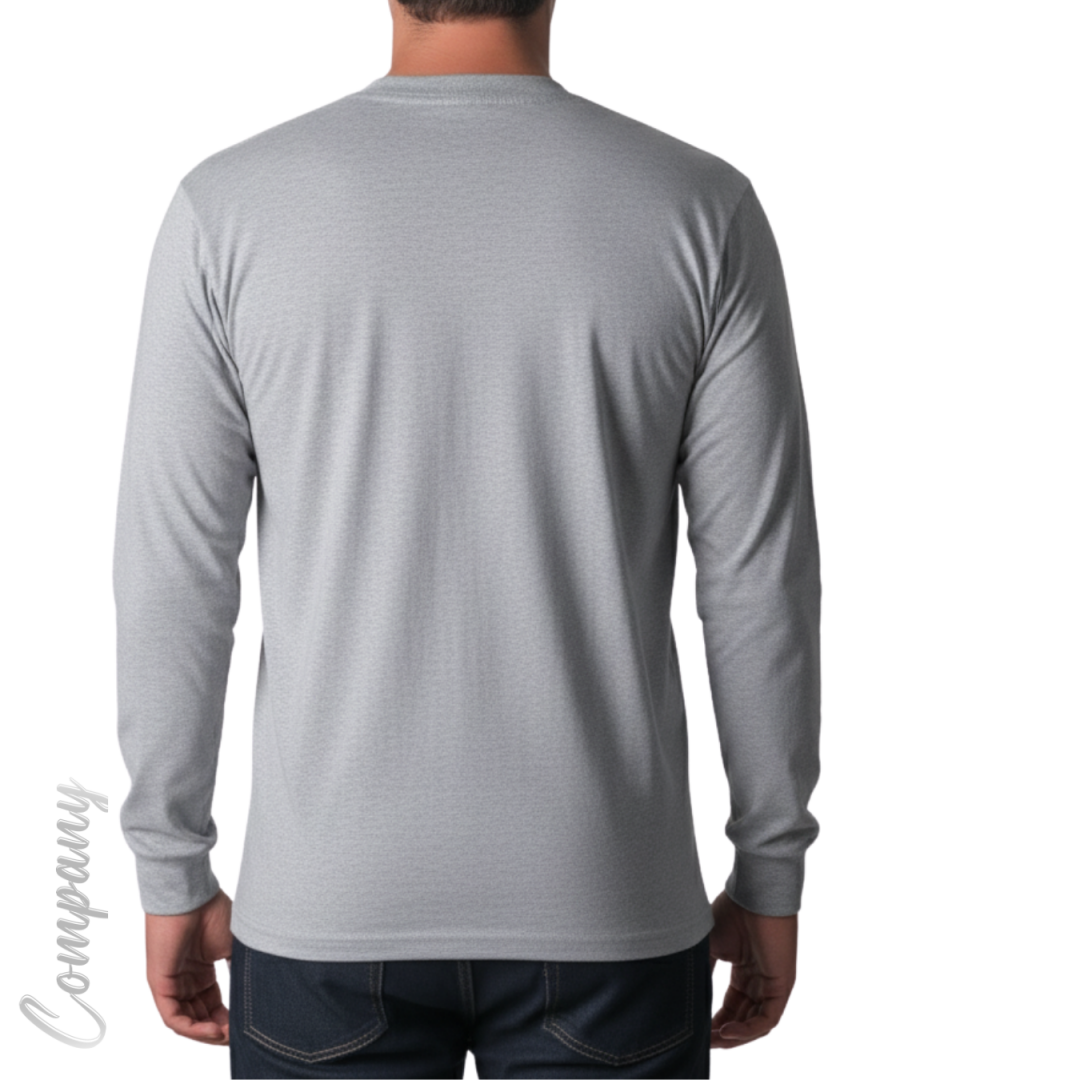 Baskılı Sıfır Yaka Uzun Kol T-shirt Gri - Company
