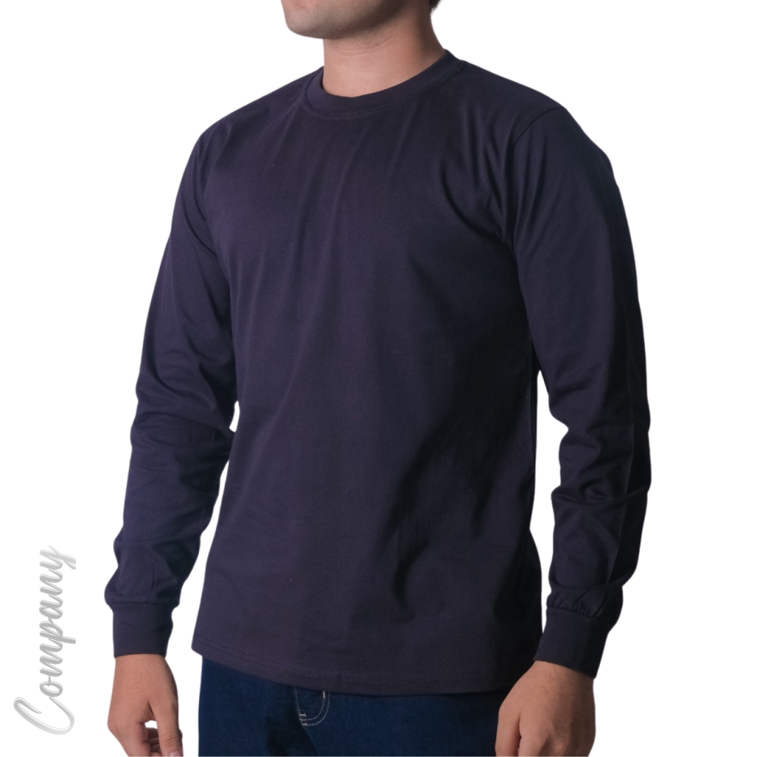 Baskılı Sıfır Yaka Uzun Kol T-shirt Lacivert - Company