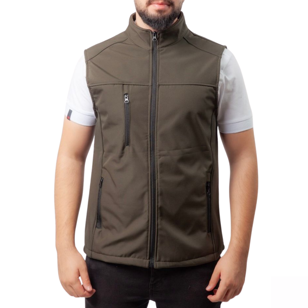 Baskılı Softshell Yelek / Yeşil - İş Kıyafeti