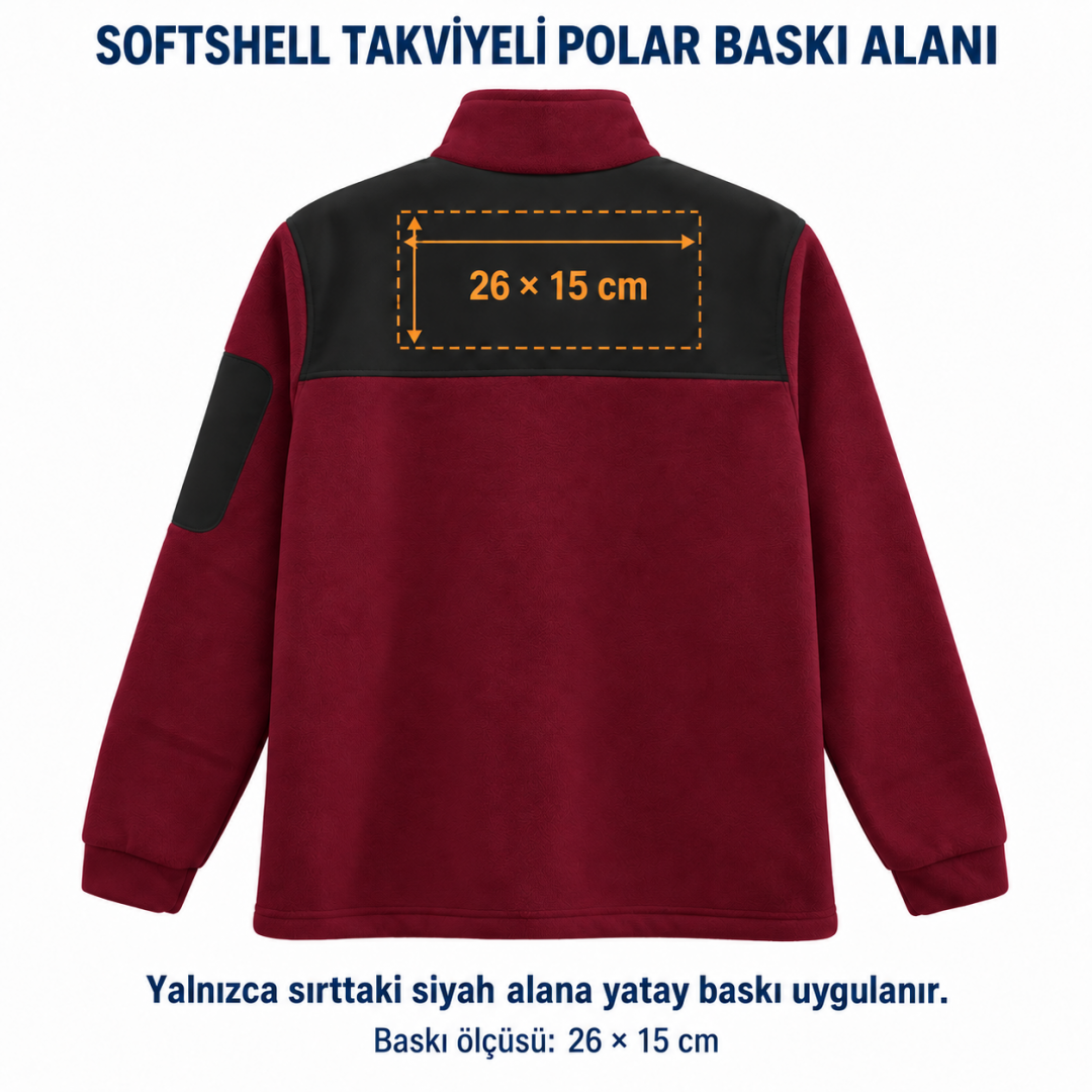 Baskılı Softshelli Polar Mont 3 Cepli / Bordo İş Kıyafeti
