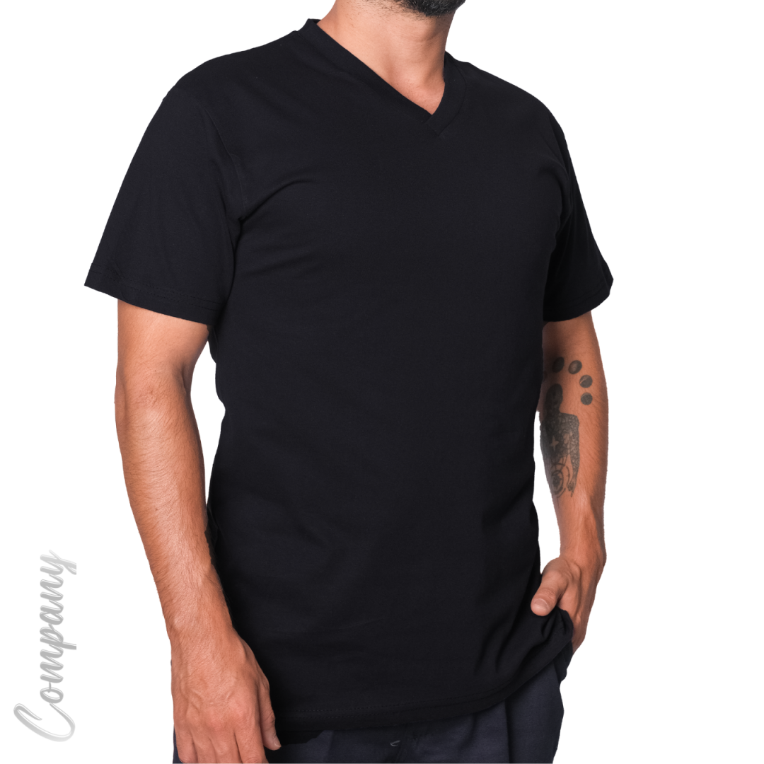 Baskılı V Yaka T-shirt Siyah - Company Baskılı V Yaka T-shirt Siyah - Company