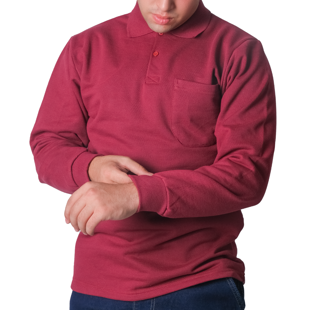 Baskılı Polo Yaka Sweat Bordo