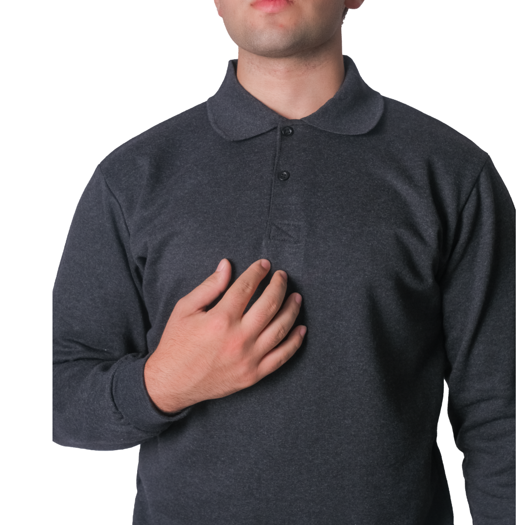 Baskılı Polo Yaka Sweat Füme