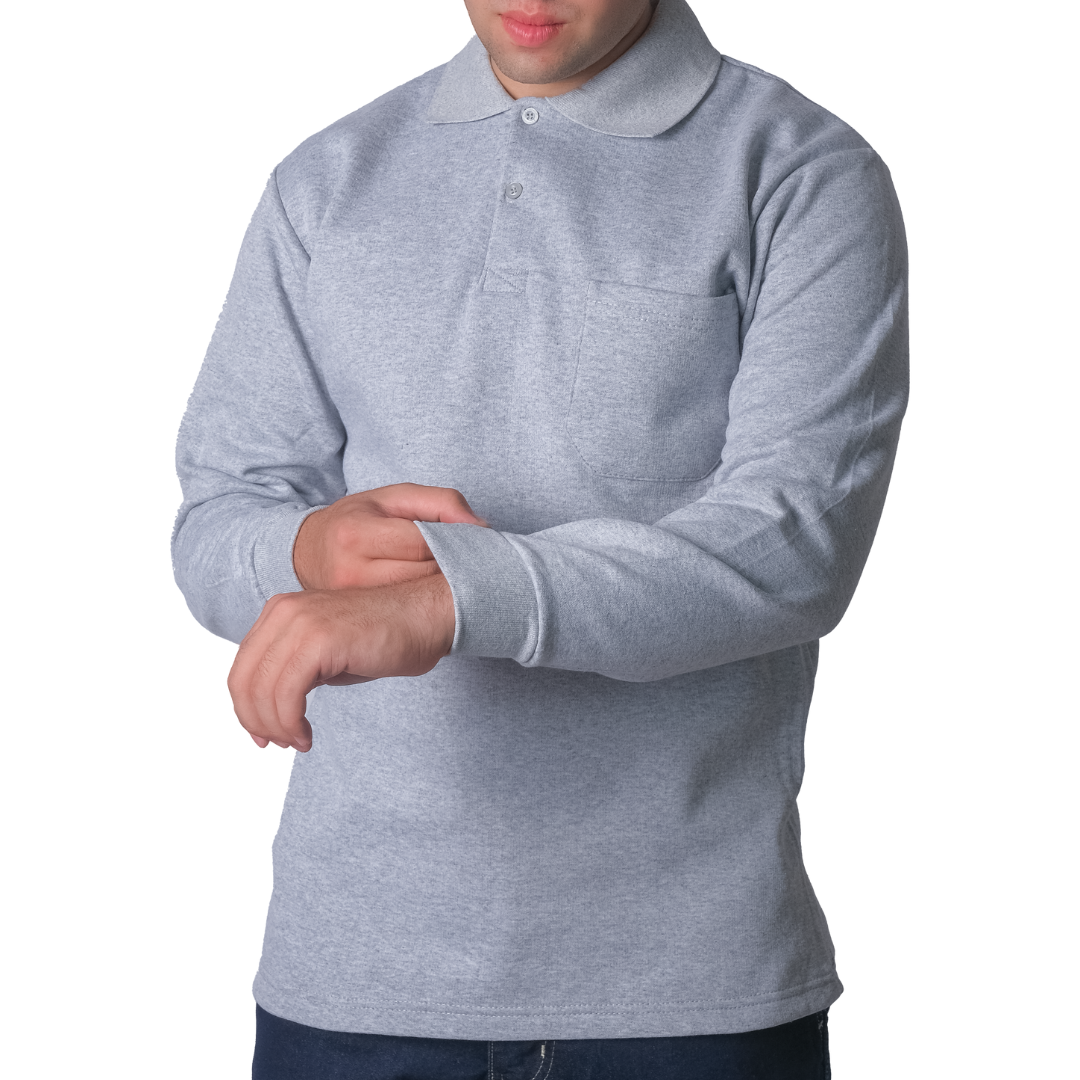 Baskılı Polo Yaka Sweat Gri