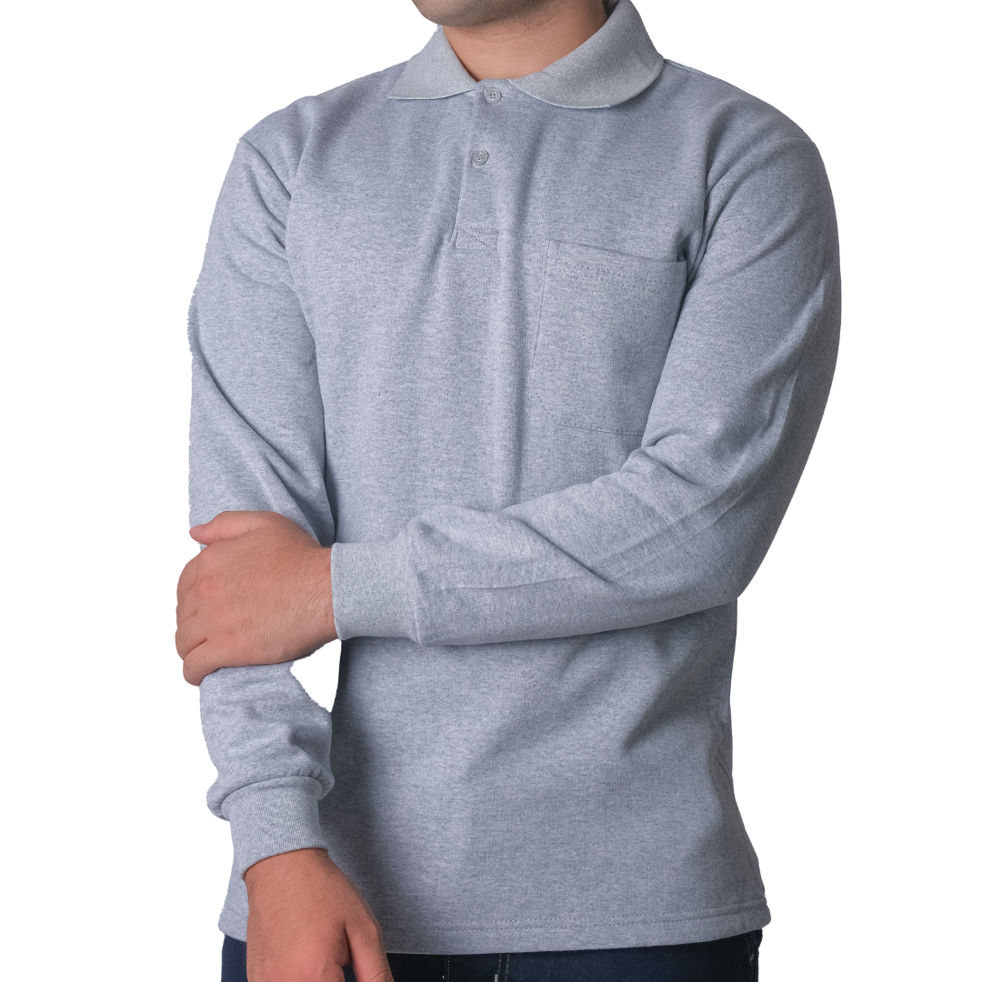 Baskılı Polo Yaka Sweat Gri