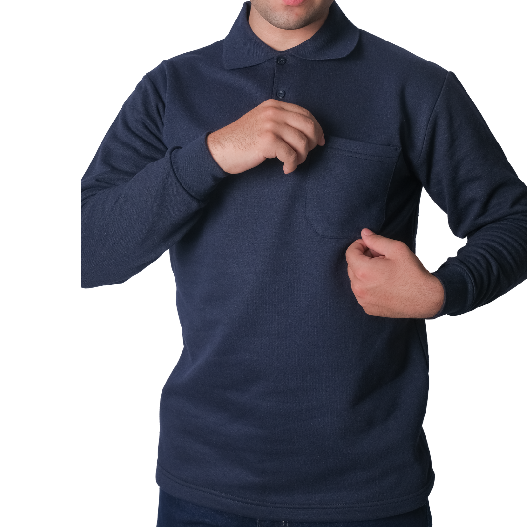 Baskılı Polo Yaka Sweat Lacivert Baskılı Polo Yaka Sweat Lacivert