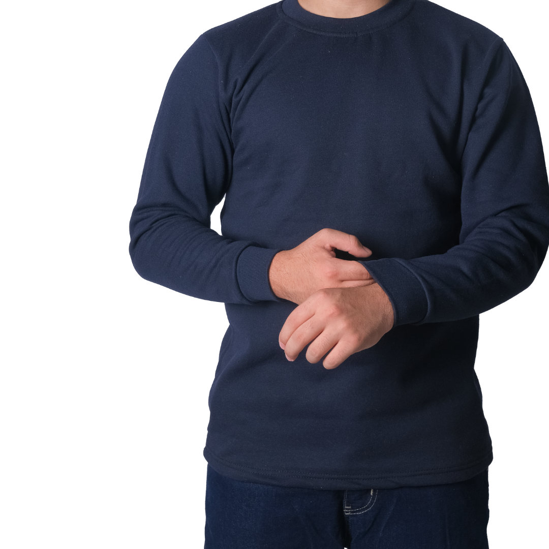 Baskılı Sıfır Yaka Sweat Lacivert