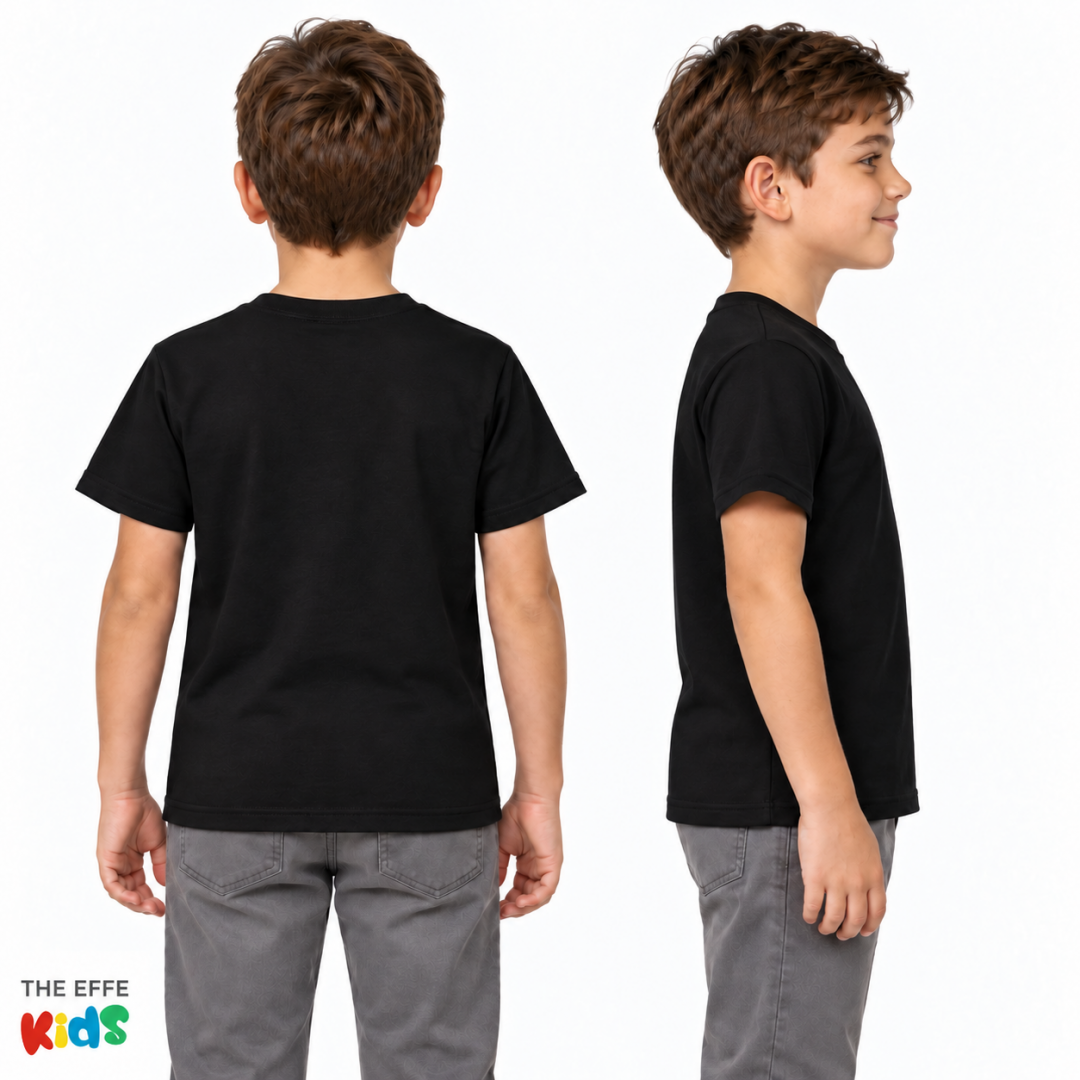 Sıfır Yaka Tişört Çocuk Siyah – Baskılı