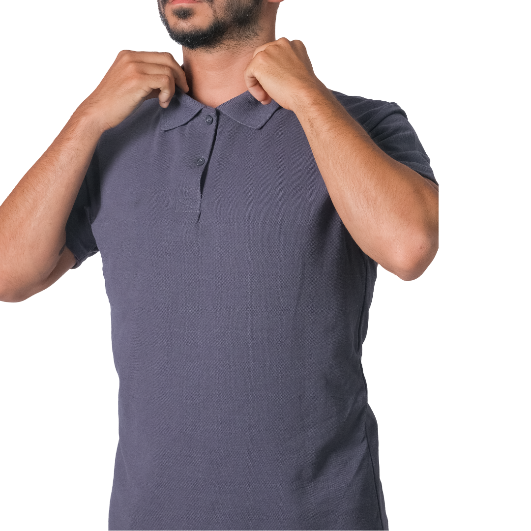 Baskılı Polo Yaka Tişört Basic Antresit Gri Baskılı Polo Yaka Tişört Basic Antresit Gri