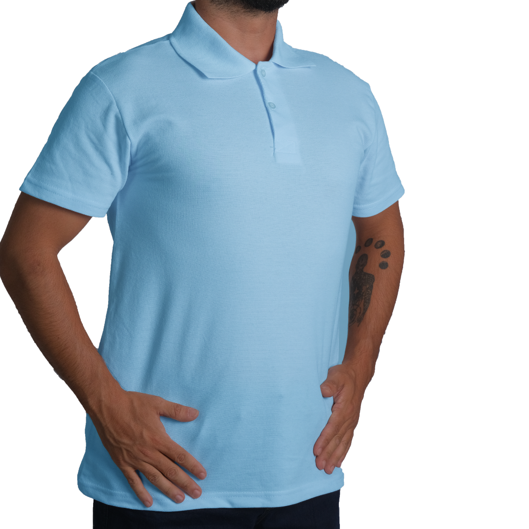 Baskılı Polo Yaka Tişört Basic Bebe Mavisi Baskılı Polo Yaka Tişört Basic Bebe Mavisi